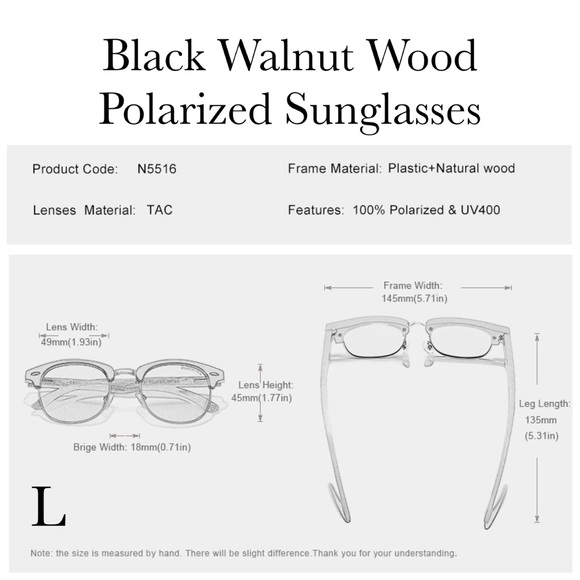 KINGSEVEN Walnut Wood Sunglasses with Black Lenses - Picture 16 of 16